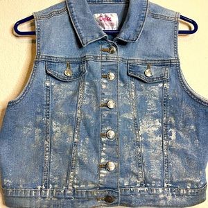 Justice denim vest  blue jacket size 20